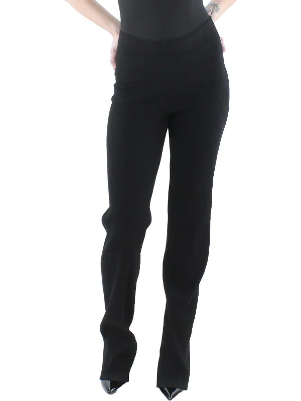 Energetic Sporty slim pants Ibiza Womens Pull On Ribbed Knit Straight Leg Pants