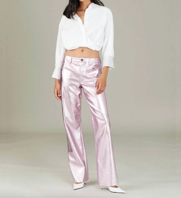 Design Perception Jay Pant In Pink Metallic