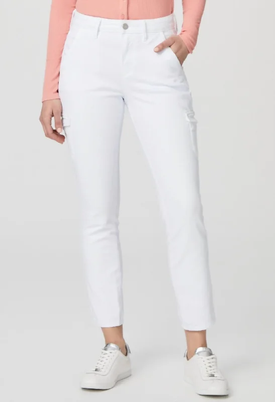 High-quality fabrics Formal linen trousers Jolie Slim Cargo Pant In Crisp White