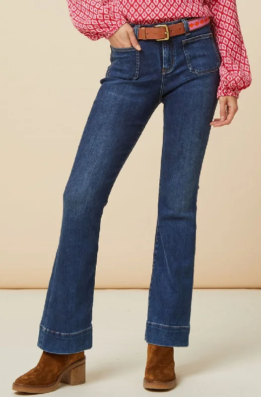 Knitted Design Ankle-length jeans Kick Flare Jeans | Mid Denim