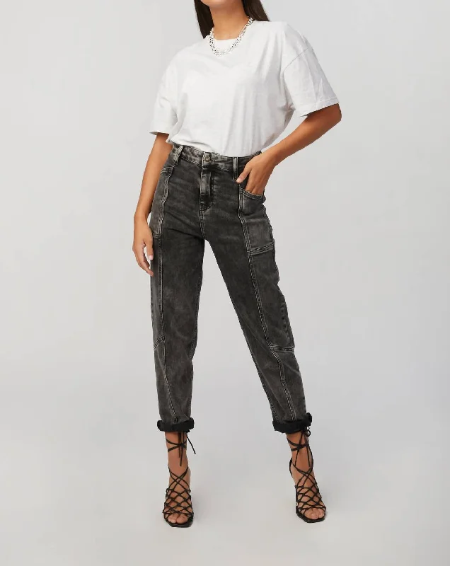 Sports Zipper Style High-waisted jeggings Lara Croft Jeans In Washed Grey