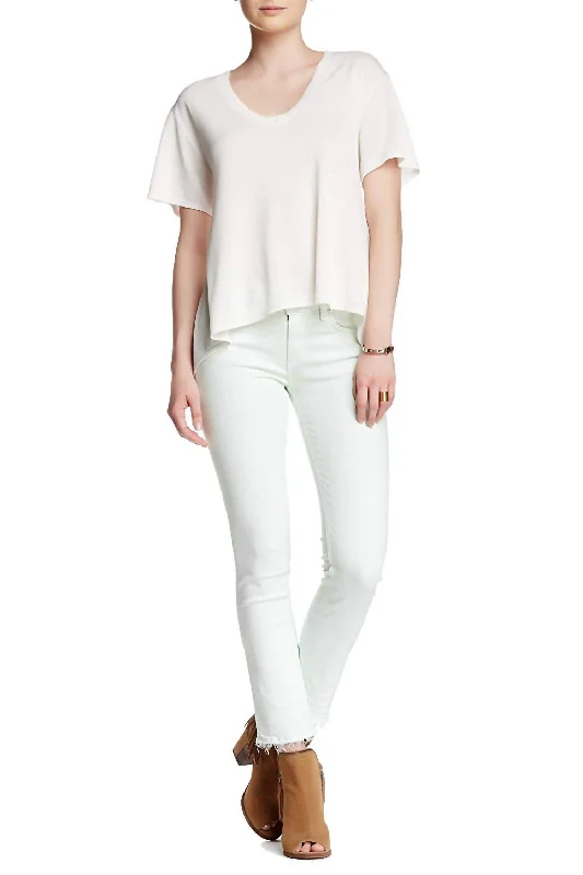 Street Vertical And Horizontal Design Bootleg trousers for women Low Rise Distressed Fringe Hem Cropped Jeans In Mint Green Street Vertical And Horizontal Design Bootleg trousers for women Low Rise Distressed Fringe Hem Cropped Jeans In Mint Green