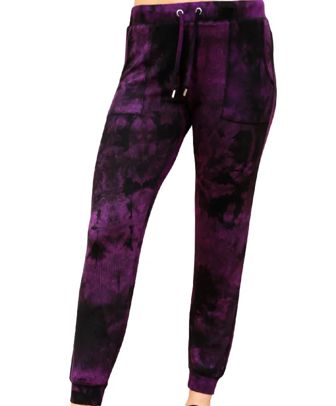 Street Vertical And Horizontal Design Marble Wash Joggers In Grape