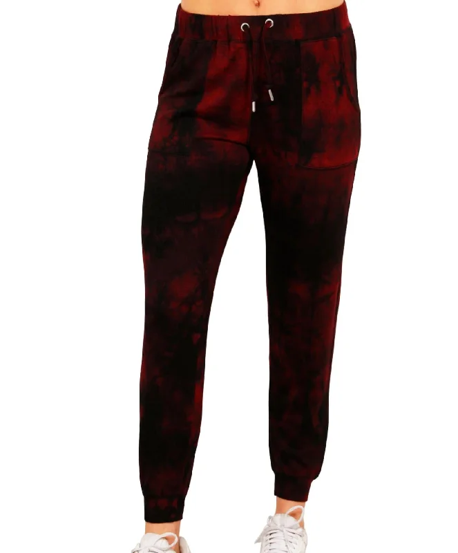 Sports Vitality Style Marble Wash Joggers In Sangria