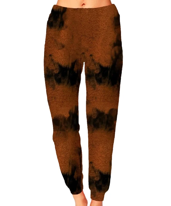 Street Graffiti Design Marble Wash Joggers In Spice
