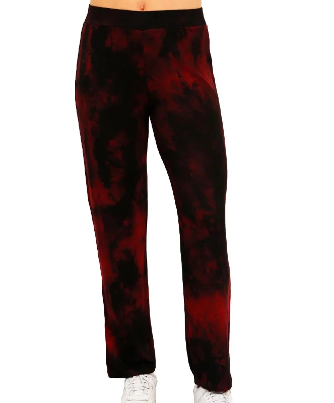 Sports Jumpsuit Marble Wash Lounge Pant In Sangria