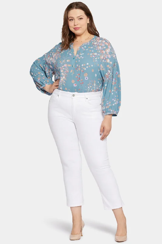 Hooded design Black jeans Marilyn Straight Ankle Jeans In Plus Size - Optic White