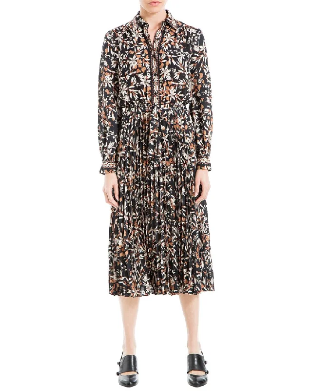 Comfortable and simple Max Studio Crepe Collar Pleated Dress