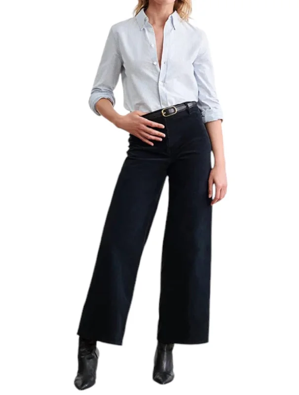 Retro Lace Fabric Flared bell-bottom pants Megan Pants In Midnight