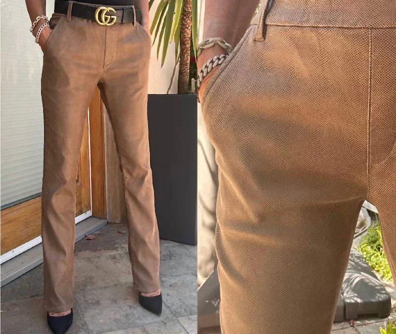 Fun and cute Nansi Bootleg Pant In Vegan Suede Brown Croc