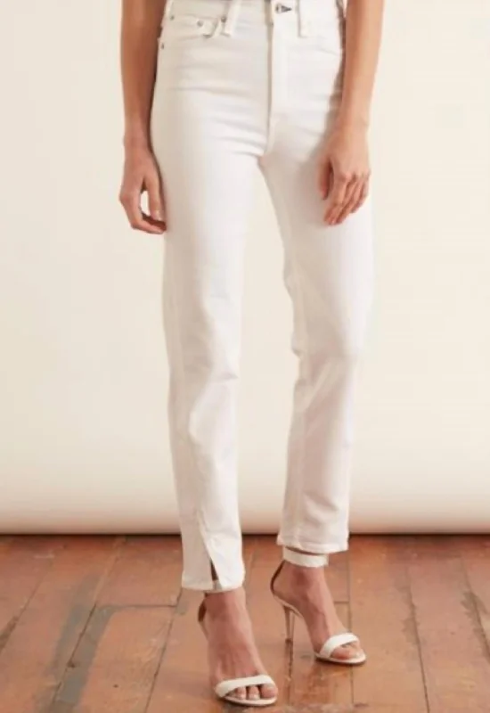 Short skirt design Lounge cotton pants Nina High-Rise Ankle Cigarette Leg Jean In Optic White Short skirt design Lounge cotton pants Nina High-Rise Ankle Cigarette Leg Jean In Optic White