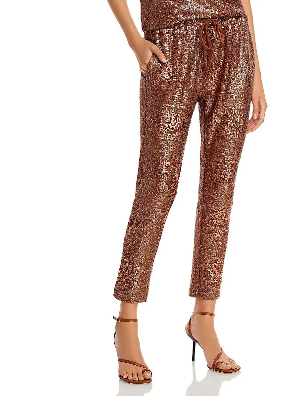 High-waisted pants style Soft fleece joggers Oxford Womens Sequined Viscose Skinny Pants
