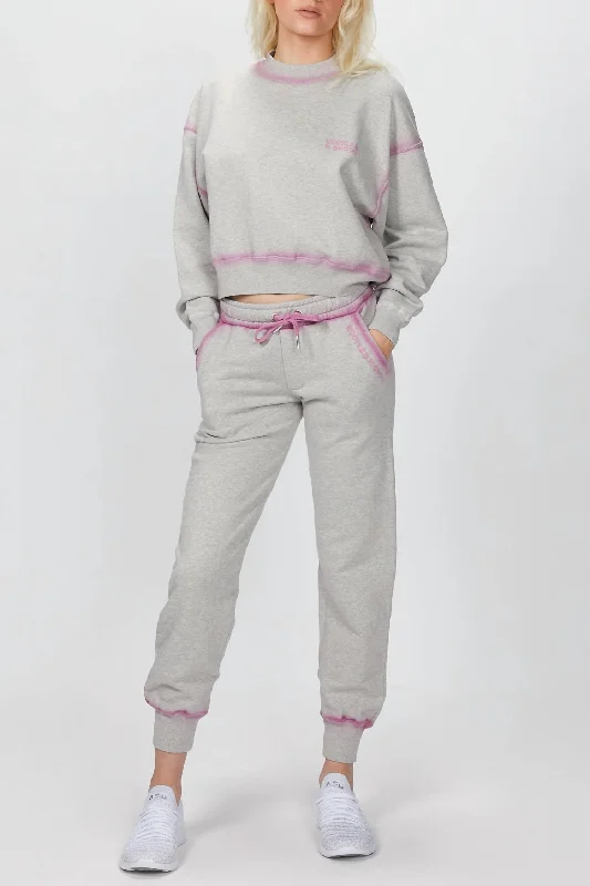 British casual Pink Details Joggers In Grey