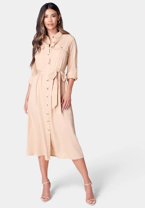 Trendy Traveler Poly Crepe Button Dress