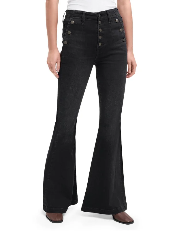 High-end atmosphere Distressed cargo pants Portia Womens Button Fly Sailor Flare Jeans High-end atmosphere Distressed cargo pants Portia Womens Button Fly Sailor Flare Jeans