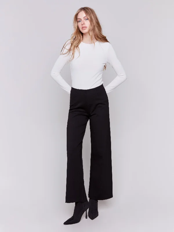 Casual And Versatile Office denim pants Pull-On Ponte Flare Pants - Black