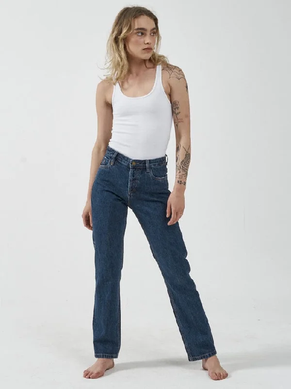 Sports litigation style High-waist denim Rachel Jean - Dark Rinse Blue