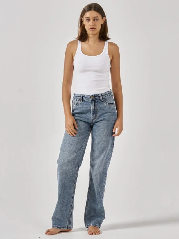 Knitted Design Paperbag jeans Rachel Jean - Weathered Blue
