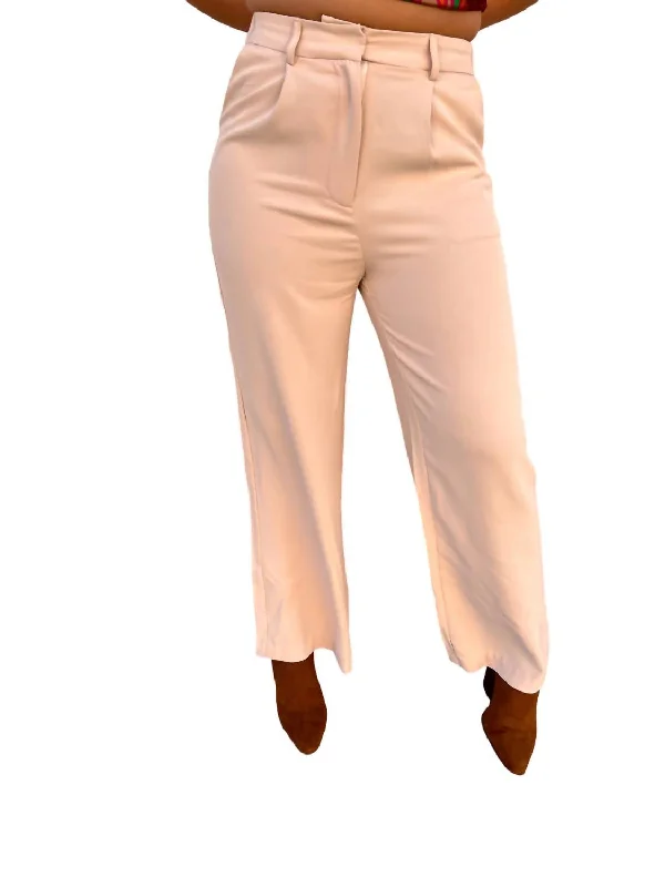 Luxury and fashionable Raella Solid Point Wide Pants In Beige