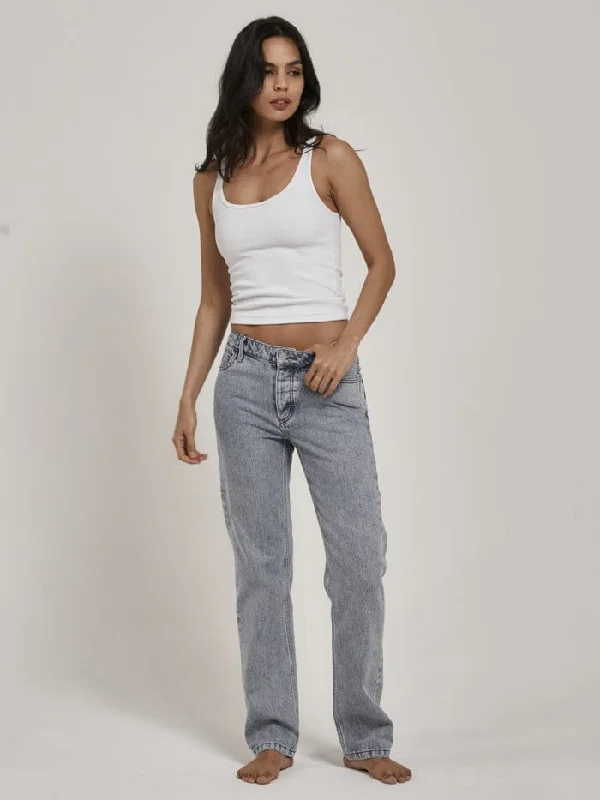 Sports Casual Style Cropped flare jeans Saskia Low Straight Jean - Garage Blue
