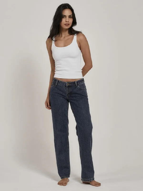 Cool Style Belted jeans Saskia Low Straight Jean - Worn In Blue
