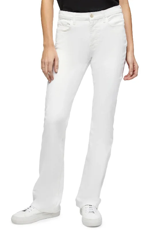 Hooded design Cropped leather pants Slim Bootcut Sculpting Jean In White