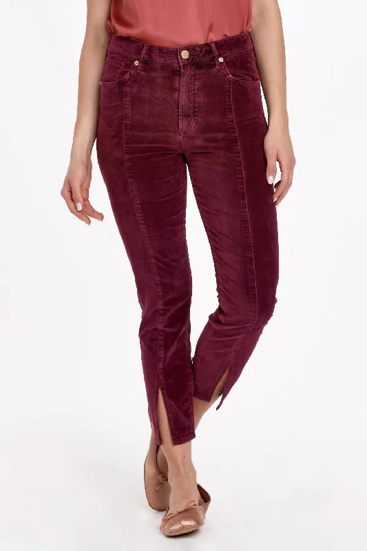 Design Perception Stella Super High Rise Ankle Slim Straight Pants In Burgundy