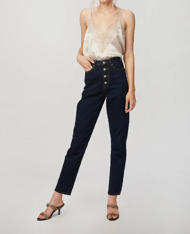 Affordable selection Women's pleated chinos Straight Leg Denim In Indigo