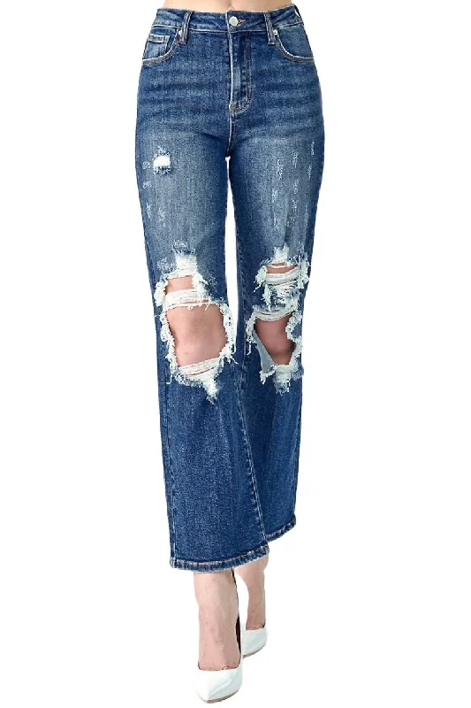Short skirt design Office women’s trousers Straight Leg High Rise Jean In Dark Wash
