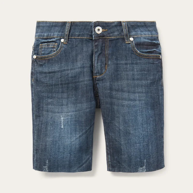 Sports Tights Zipper detail jeans Dark Wash Denim Shorts