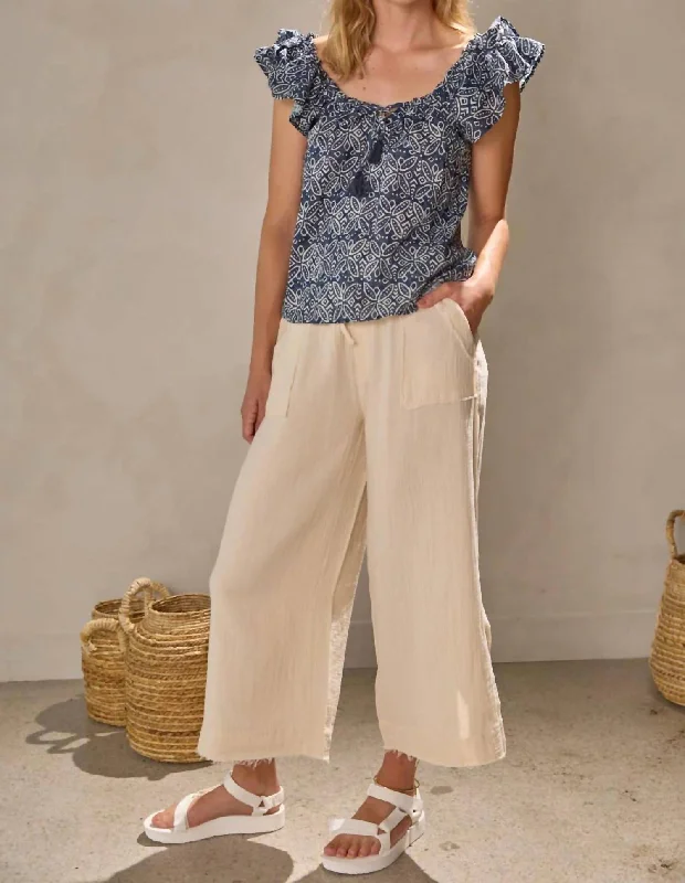 Retro Skirt Design Summer Pant In Beige Clair