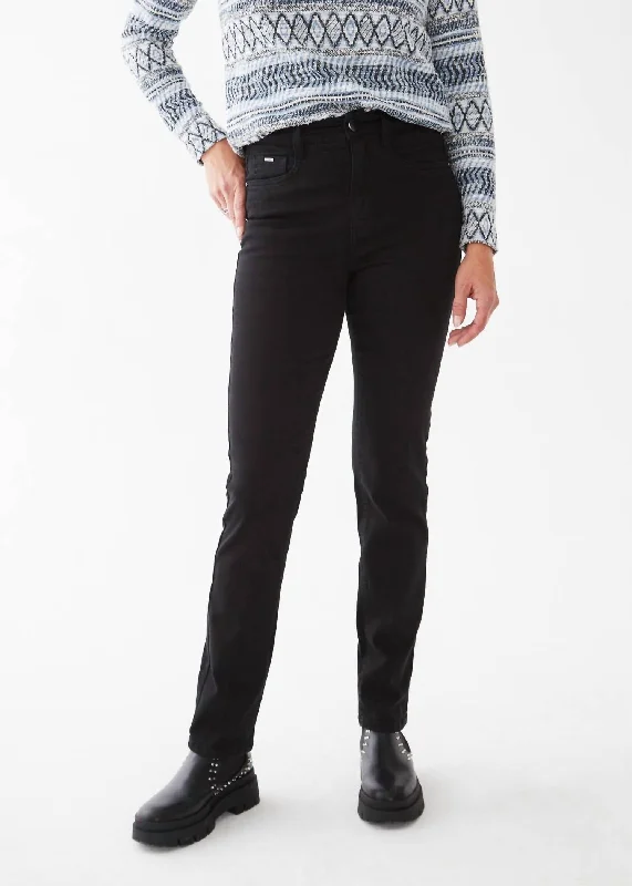 Fashion Style Cozy fleece-lined pants Suzanne Straight Leg Euro Twill Jean In Black