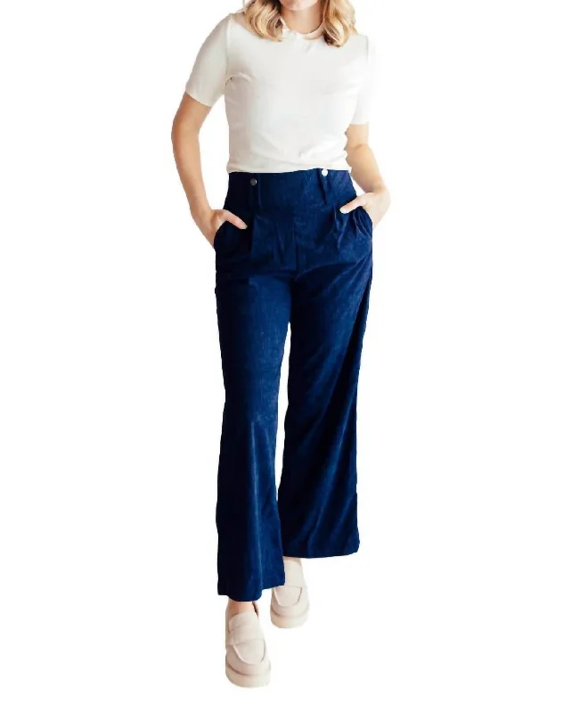 Sports Casual Style Taylor Corduroy Cotton Pants In Navy
