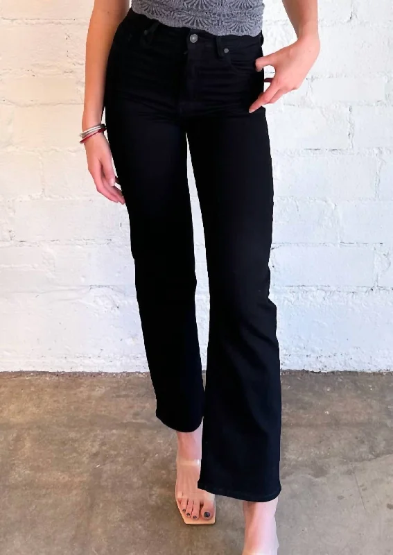 Minimal Style Trendy cropped trousers Tracey High Rise Straight Jean In Black