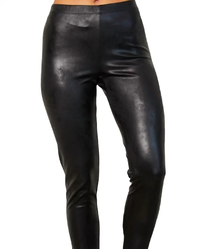 Romantic And Sweet Vegan Leather Pant In Black
