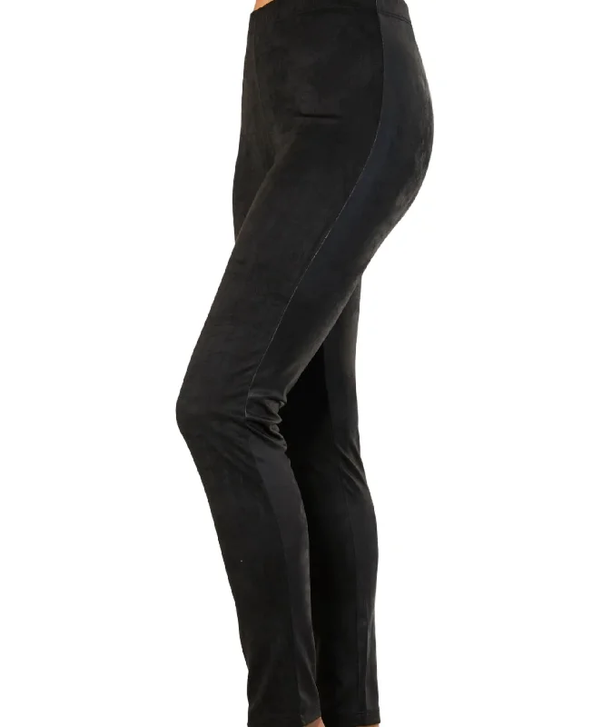 Fresh And Simple Vegan Leather/suede Pant In Black