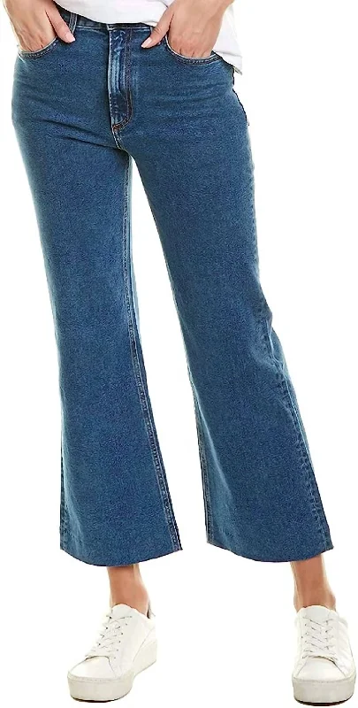 Cool Summer Cotton chinos Wide Leg Ankle Cotton Washed Stretch Jeans In Blue