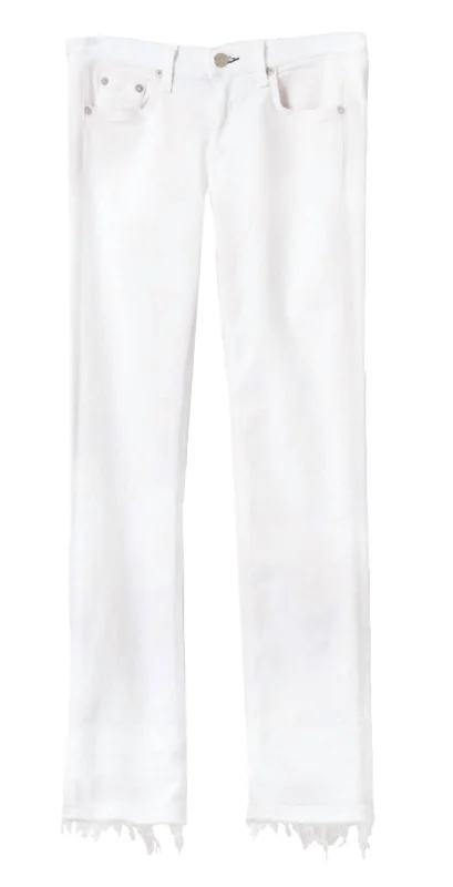 Street Casual Style Classic khaki pants Women Fringe Cropped Denim Jeans In White