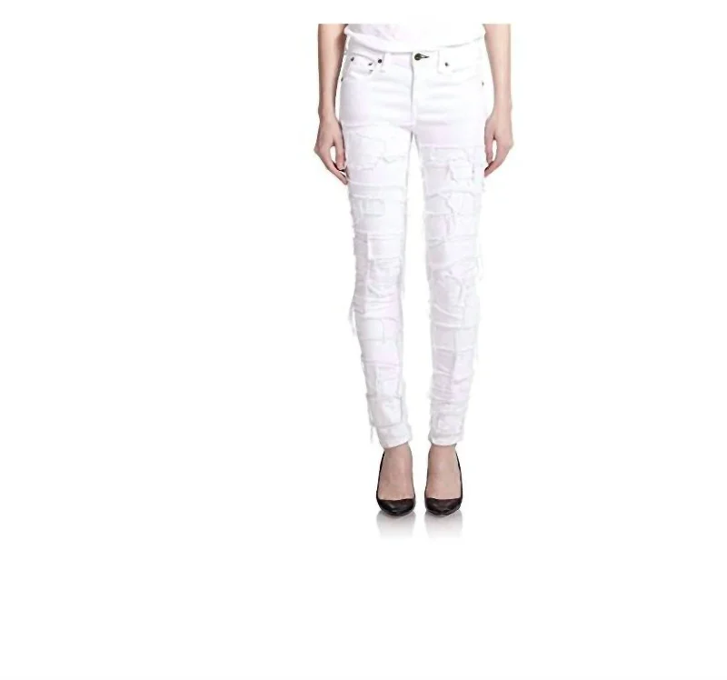 Hip-hop Style Fitted women’s pants Women Torn Skinny Jeans In White