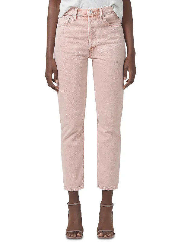 Nightclub Style Soft pleated trousers Womens Denim Ankle Straight Leg Jeans
