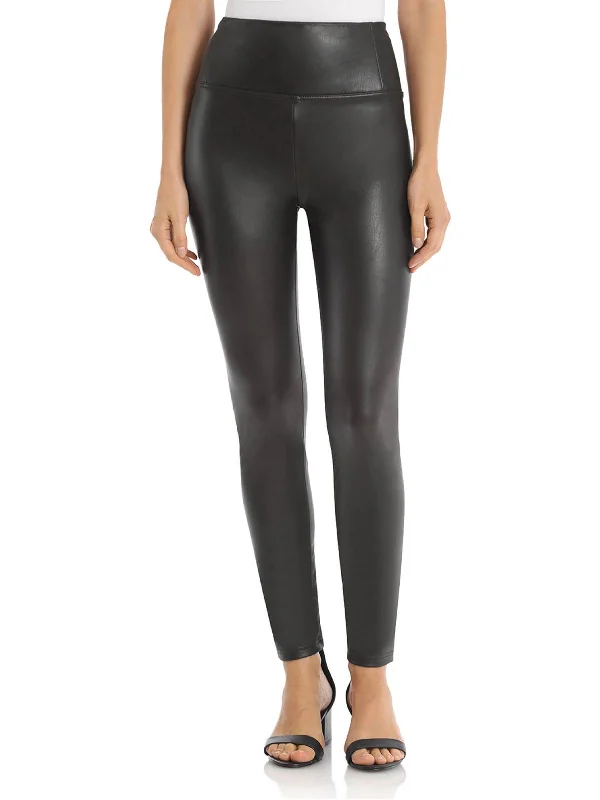 Romantic And Sweet Relaxed cotton pants Womens Faux Leather High Rise Leggings