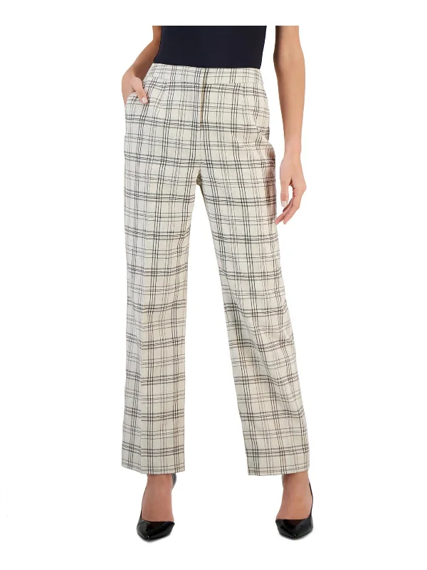 Fresh And Simple Plaid cropped pants Womens High Rise Glen Plaid Wide Leg Pants