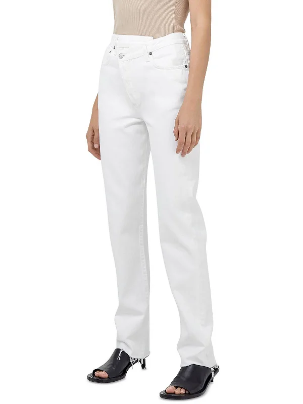 Printed pattern Silk women’s pants Womens High-Rise Stretch Straight Leg Jeans