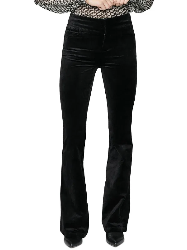 Urban Fashion Soft stretch pants Womens Velvet Flare High-Waist Pants