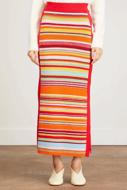 Casual And Versatile Boho skirt Alexandra Stripe Skirt in Mixed Stripe