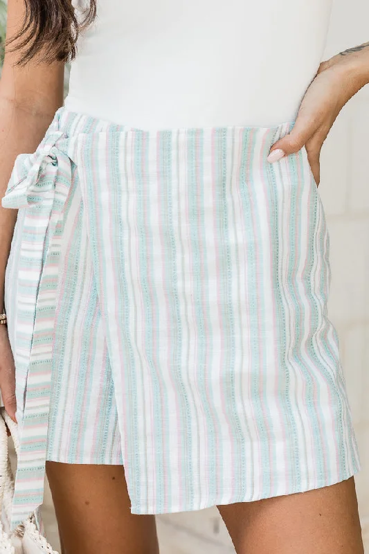 Street Graffiti Design Layered pleated skirt All The Drama Sage and Blush Striped Skort FINAL SALE