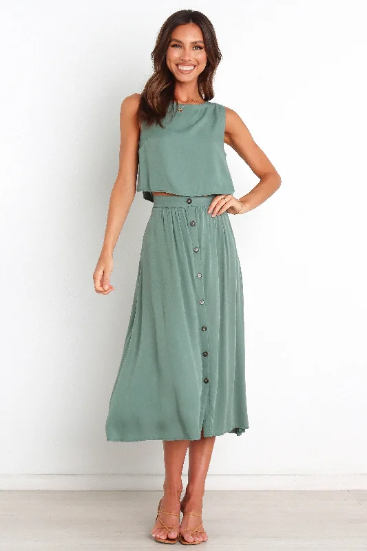 Ultra-lightweight Belted pencil skirt Ava Skirt - Green