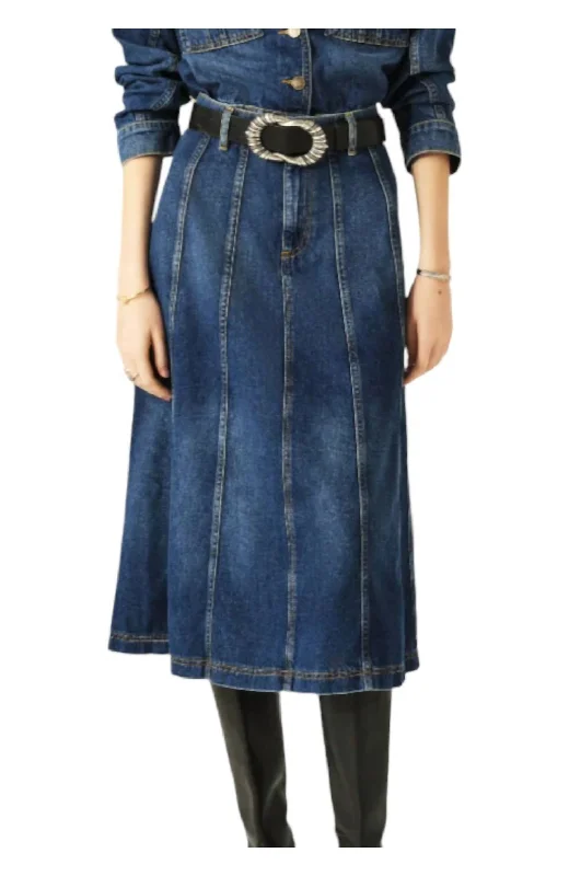 Street Letter Style Heavy fabric skirt Bertille Jupe Skirt In Blue Jeans