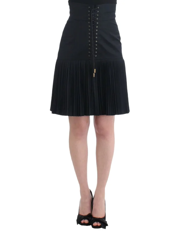 Retro Woolen Jacket Swing skirt Cavalli Elegant  Pleated Lace A-Line Women's Skirt