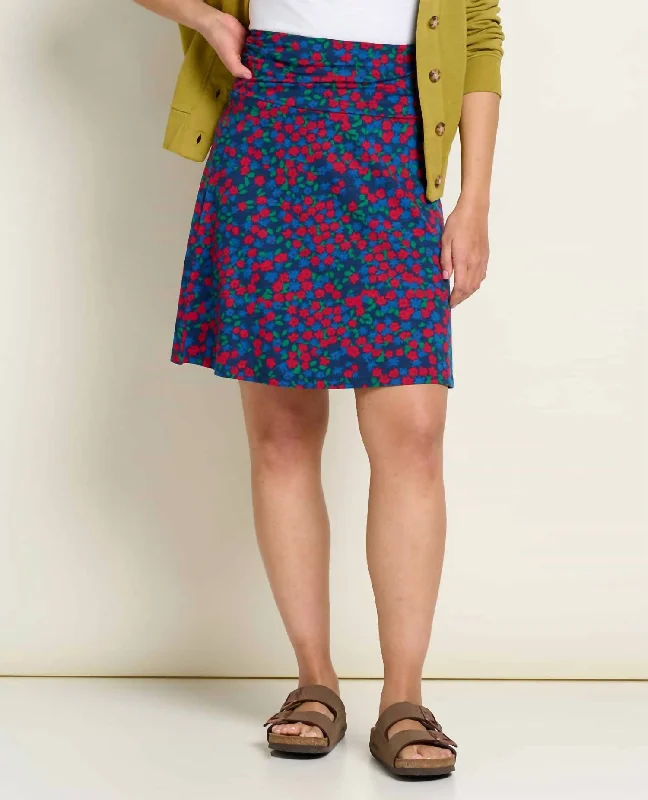 Knitted Design Denim wrap skirt Chaka Skirt In True Navy Floral